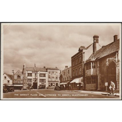 Market Place & Entrance to Abbey, Glastonbury, Somerset, 1955 - Valentine's RPPC