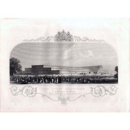 GREAT EXHIBITION 1876 Bibby - Crystal Palace in Hyde Park ANTIQUE ENGRAVING