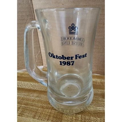 Vintage Commodore Cruise Line Heavy Glass Beer Mug Oktober Fest 1987