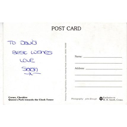 Crewe Queens Park Cheshire Postcard used VGC