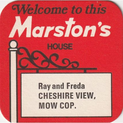 BEER MAT - MARSTONS BREWERY - CHESIRE VIEW, MOW COP - (Cat No 115) - (1979)