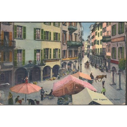 Via Nassa, Lugano, 1925 - Paul Bender Cartolina