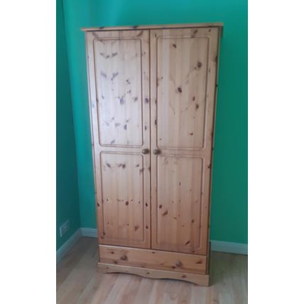 Solid Pine Double Door & Drawer Wardrobe