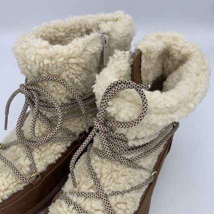 Torrid Shearling Winter Boots 9WW Wide Wide Brown Lace Ankle Wrap Chunky Sole
