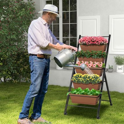 HAPPYGRILL Vertical Raised Garden Bed, 5-Layer Freestanding Garden Planter with