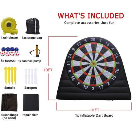 Giant Outdoor Inflatable Soccer Darts Board with 8Pcs Soccer Ball &350W Blower f