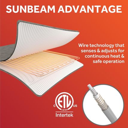 Sunbeam Royal Luxe Mushroom Heated Blanket - Full
