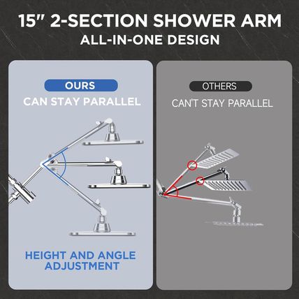 Veken Wide Rain Shower Head with 6 Modes Handheld Water Spray，High Pressure Show