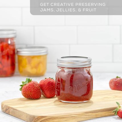 Joyjolt 8 Oz Mason Jars with Lids, Labels and Measures! 6-Pack Regular Mouth Mas