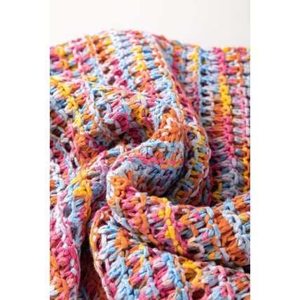 Pink Color Contrast Crochet Loose Fit Sweater Vest