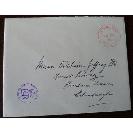 1962 GB Balmoral Castle Official Paid ERII Royal Cypher Heriot Brewery cover