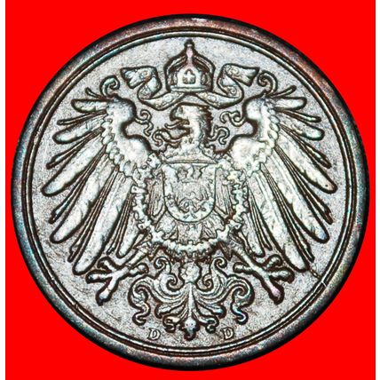 Ⰶ EAGLE (1890-1916): GERMANY ★ 1 PFENNIG 1908D BAVARIA! ★LOW START★NO RESERVE