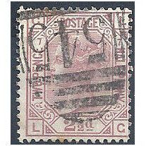 1877 SG141 2 1/2d Rosy-Mauve Plate 7 Good Used Check Letters "LG".