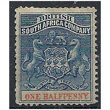 Rhodesia 1891 SG19 1/2d Deep Blue & Vermillion Mounted Mint...