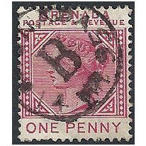 Grenada 1887 SG40 1d Carmine Fine Used...