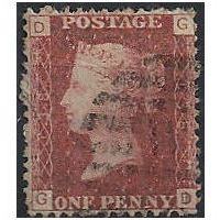 1858 SG43 1d Red Plate 138 Fine Used Check Letters "GD" .