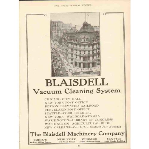 blaisdell machinery company 1910 vacuum cleaning system vintage ad