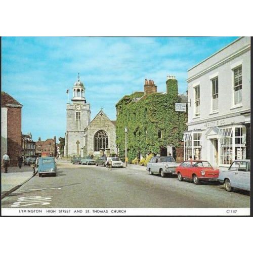 Lymington, Hampshire - High Street & St. Thomas Church - Judges postcard c.1970s