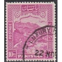 PAKISTAN, 1951 10Rs Khyber Pass p13, SG 41b (Scott #41), used