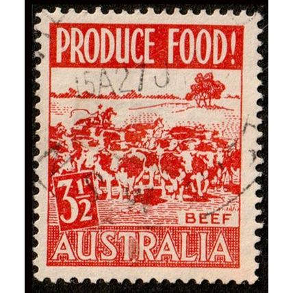 Australia 1953 Food Production Beef 3 1/2d Used Stamp