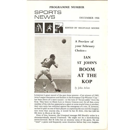 Sports News December 1966 features Bobby Moore Brian Larwood etc