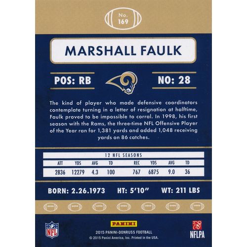 2015 Donruss Football 169 Marshall Faulk St. Louis Rams