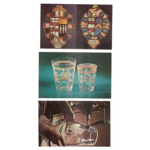 7 x STEUBEN GLASS unused postcards, CORNING GLASS CENTER, NEW YORK, USA