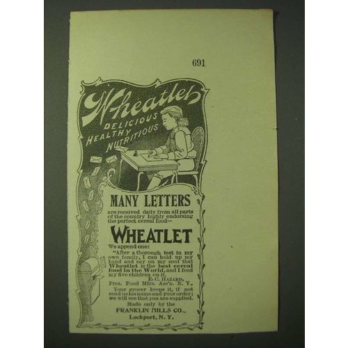 1900 Franklin Mills Wheatlet Ad - Wheatlet delicious healthy nutritious
