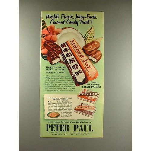 1952 Peter Paul Almond Joy & Mounds Candy Ad - Finest