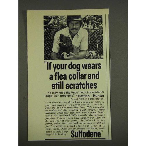1976 Sulfodene Flea Medicine Ad w/ Catfish Hunter