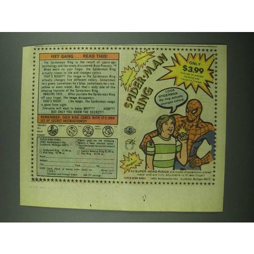 1976 Super-Hero Rings Spiderman Ring Ad - Hey Gang Read This