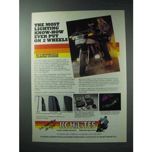 1986 KC HiLites Motorcycle Lights Ad - Most Know-How
