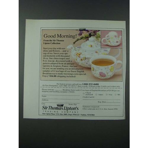 1986 Sir Thomas Lipton English Breakfast Set Ad - Good Morning!