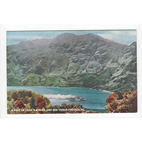 A Peep of Loch Katrine and Ben Venue Trossachs Postcard J B White