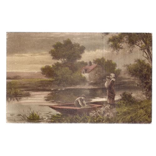 BOATING . unused vintage postcard by W & K. series 4607 /