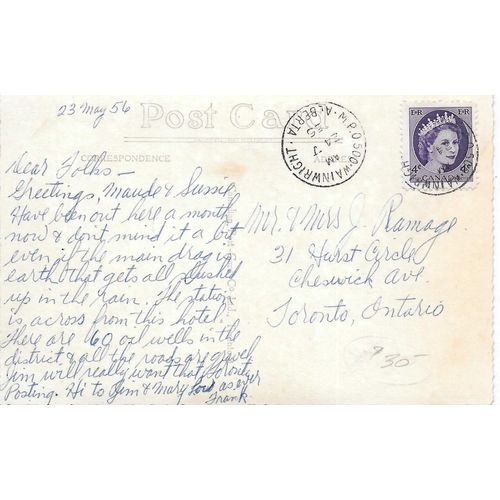 Wainwright MPO #500 Duplex, Alberta cancel, 1956, RF D, small font,
