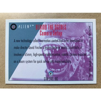 Alien3 Base trading card # 54 Camera Set Up (A) 1992 Star Pics Dark Horse