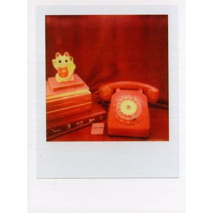 1970s Old Telephone Maneki Neko Japanese Toy Cat Analog Photo Postcard