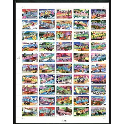 Greetings from America Sheet of 50 34¢ Stamps Scott 3561-3610 - Stuart Katz