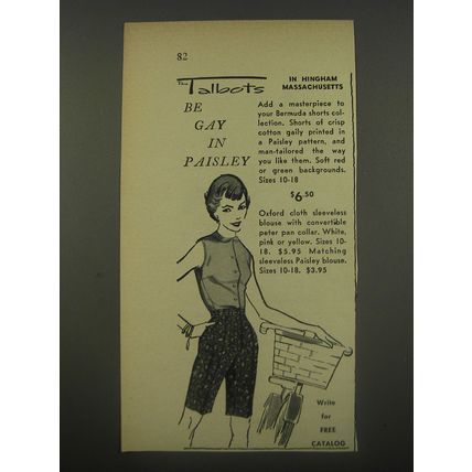 1956 Talbots Bermuda Shorts Advertisement - Be Gay in Paisley