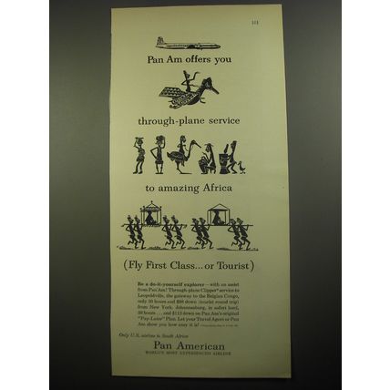 1956 Pan American Airlines Ad - Pan Am offers you through-plane service