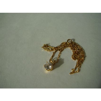 Necklace 9ct Hallmark Gold Zircon Pendant 9K 375 9 carat 18" Chain