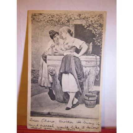 ENGAGED painted by Eugene de Blaas used antique postcard art 1905 pm #