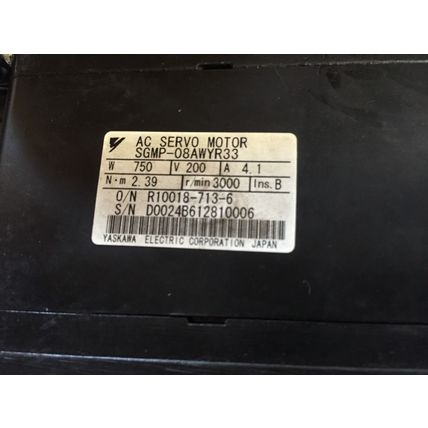YASKAWA SGMP-08AWYR33 AC SERVO MOTOR 3000rpm, 200v, 750W,DJ