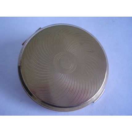 Vintage Powder Compact Brass Machine Turned Spiral Design Loose Cream Powder