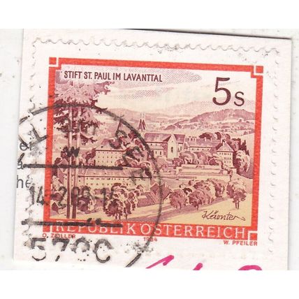 Austria POSTMARK ZELL AM SEE 1989 Stift St Paul Lavanttal 5s on piece VGC