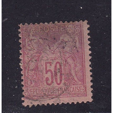 FRANCE 1876 PEACE & COMMERCE 50c USED SG273 GRUBBY
