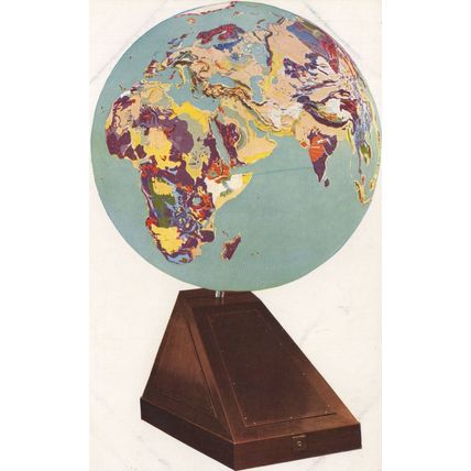 Geological Spinning Globe Map Of Africa Eurasia Old Postcard
