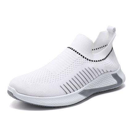 Fashion Mesh Sock Shoes With Striped Design Men Outdoor Breathable Slip-on Sneak