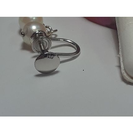 Estate 6.5mm Natural Cultured Pearl drop 14Kt W/Gold Screw back Earrings #20189